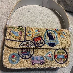 Viral Yellow Beaded Travel Themed Bag / Shoulder Bag